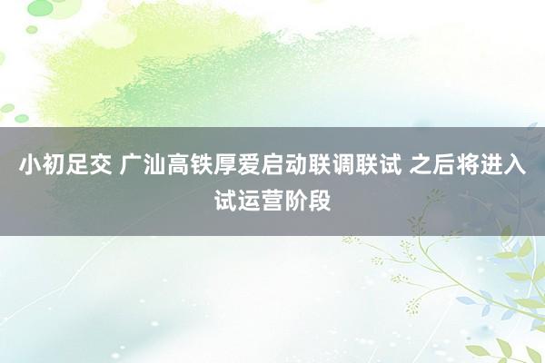 小初足交 广汕高铁厚爱启动联调联试 之后将进入试运营阶段