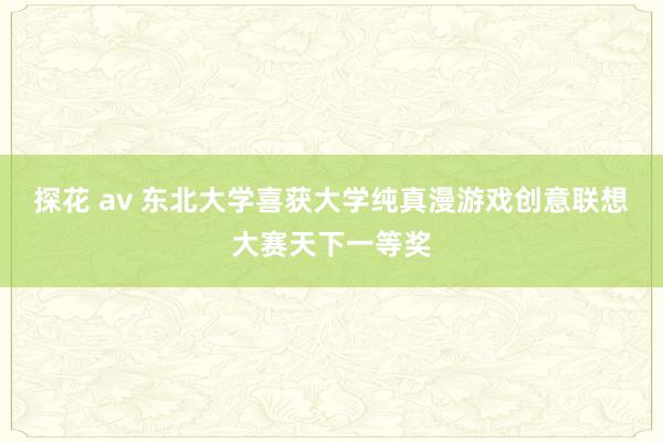 探花 av 东北大学喜获大学纯真漫游戏创意联想大赛天下一等奖