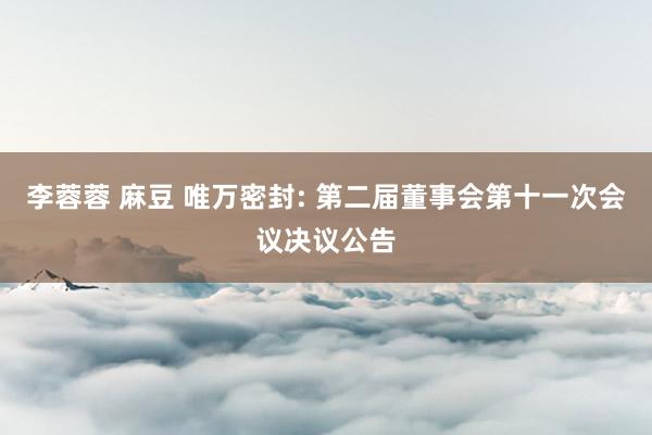 李蓉蓉 麻豆 唯万密封: 第二届董事会第十一次会议决议公告